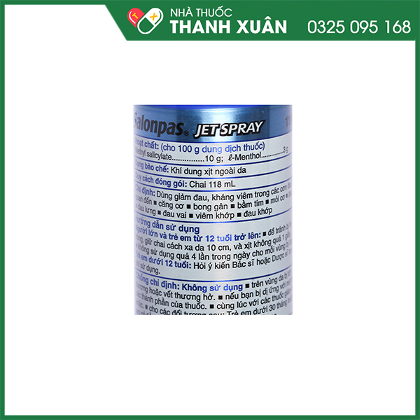 Salonpas Jet Spray xịt giảm đau, kháng viêm cơ